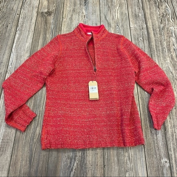 WOOLRICH large sweater Tanglewood quarter zip red new 3/4 pullover. - Picture 1 of 8